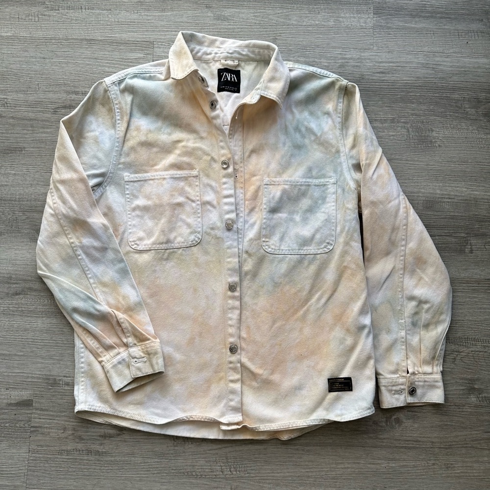 Zara Tie dye denim jacket Sz M like new boho